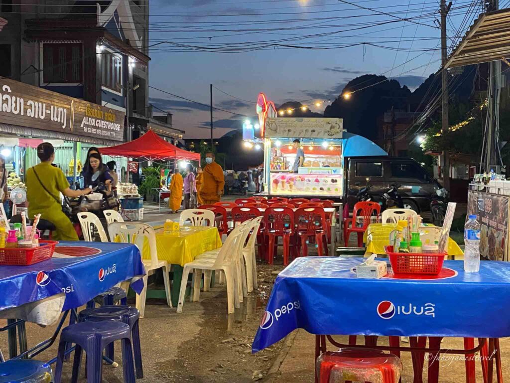 vang vieng night market is pictured as one of the best things to do in vang vieng