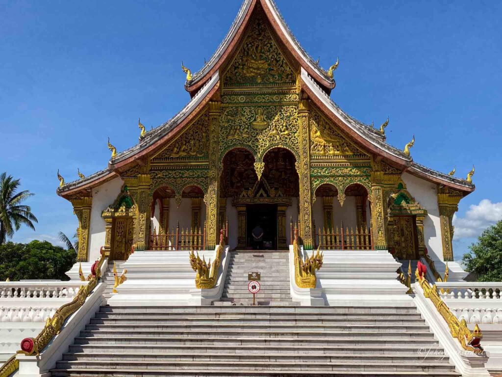 Haw Pha Bang is pictured with a blue sky and no people 
