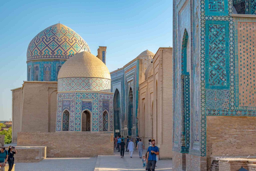 shah i zinda is pictured in samarkand and was one of my favourite with blue tiles and writing