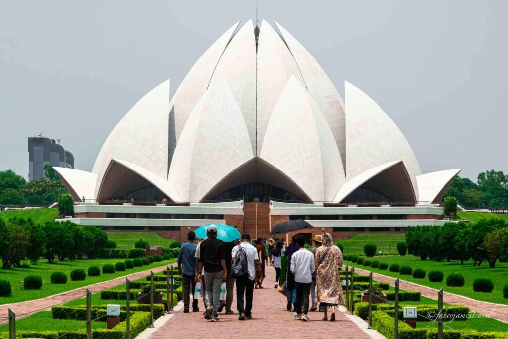 lotus temple is pictured in delhi on my 3 day itinerary