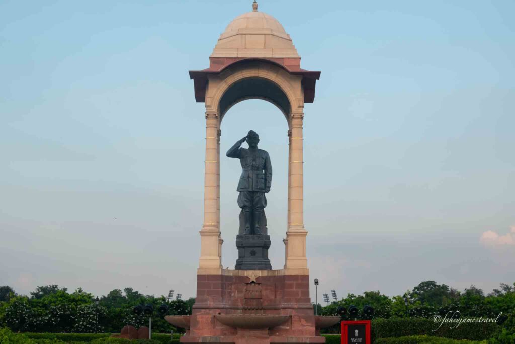 statue at india gate is pictured