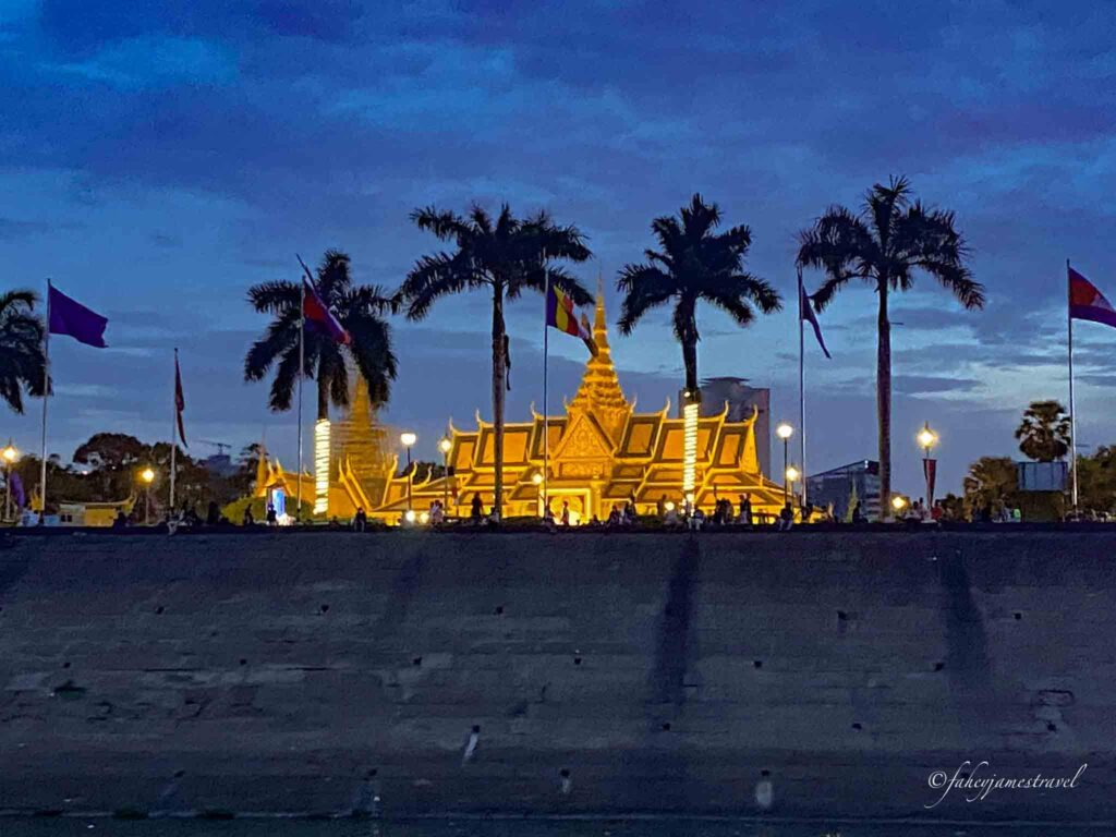 royal palace in phnom penh is pictured at night