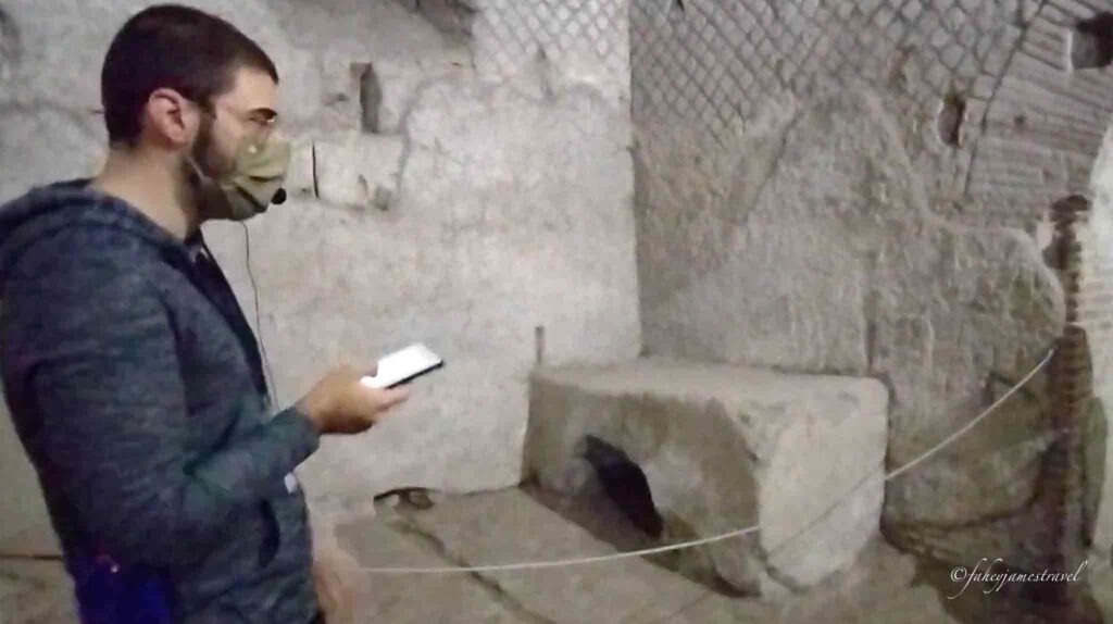 tour guide speaks inside the naples underground on my 2 day trip