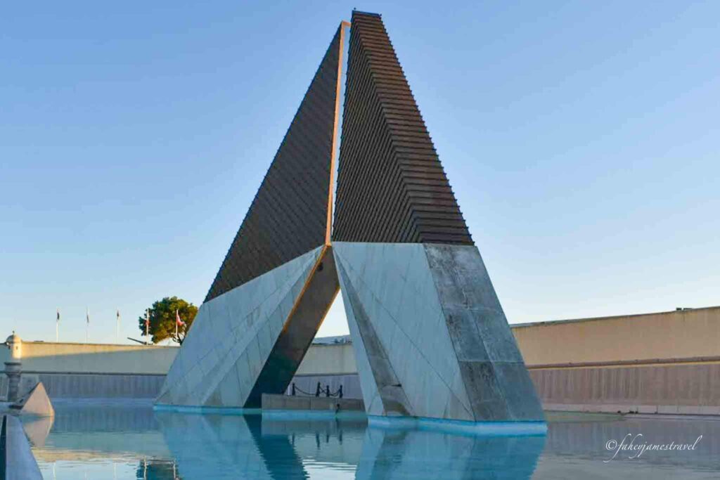 That's the Monument to the Overseas Combatants is pictured on my one day in lisbon itinerary
