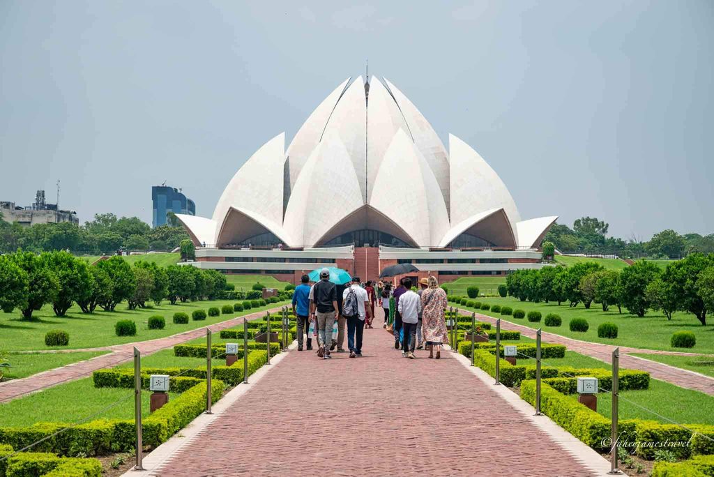 lotus temple directly in front from about 150 meters.