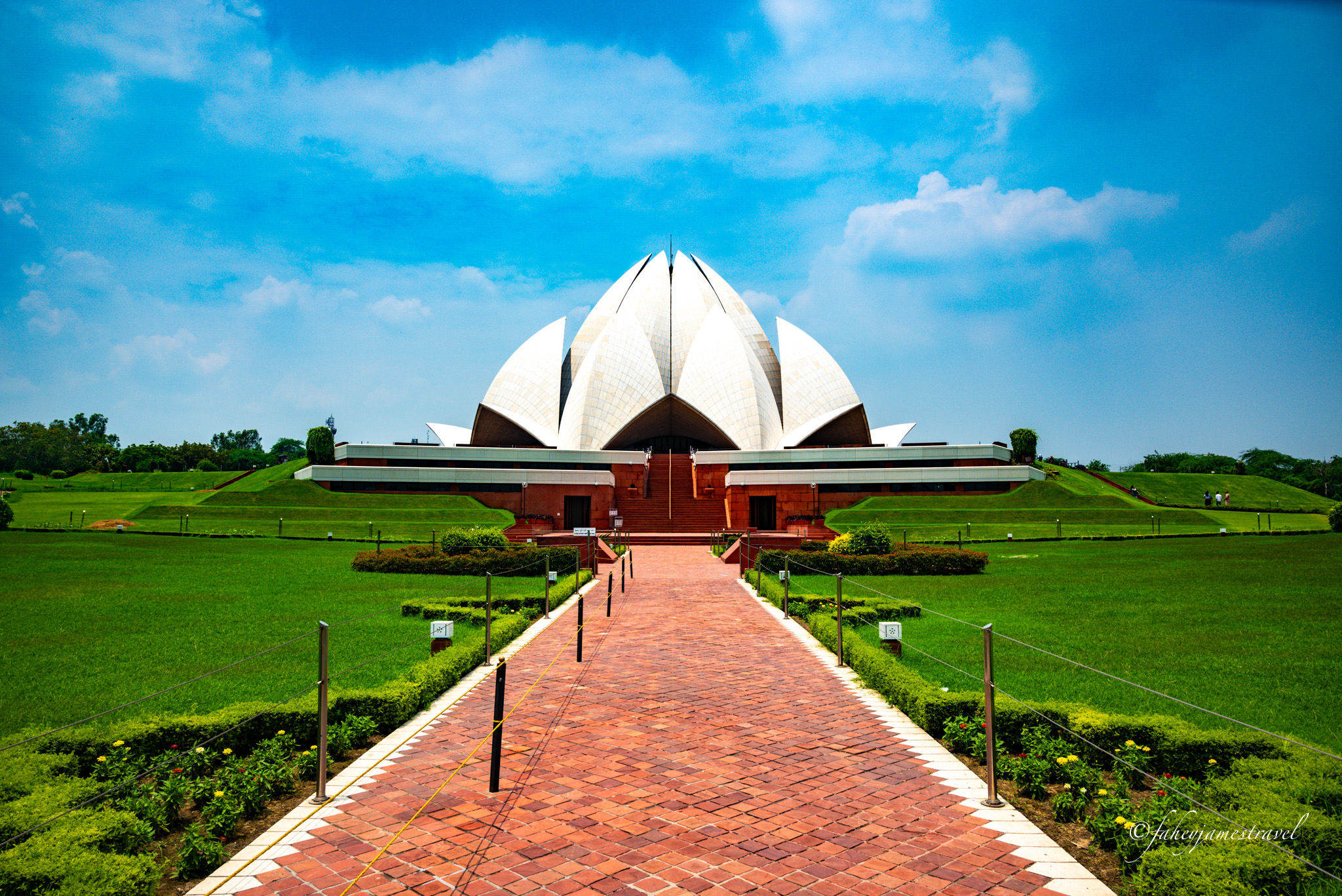 lotus temple directly in front from about 300 meters.