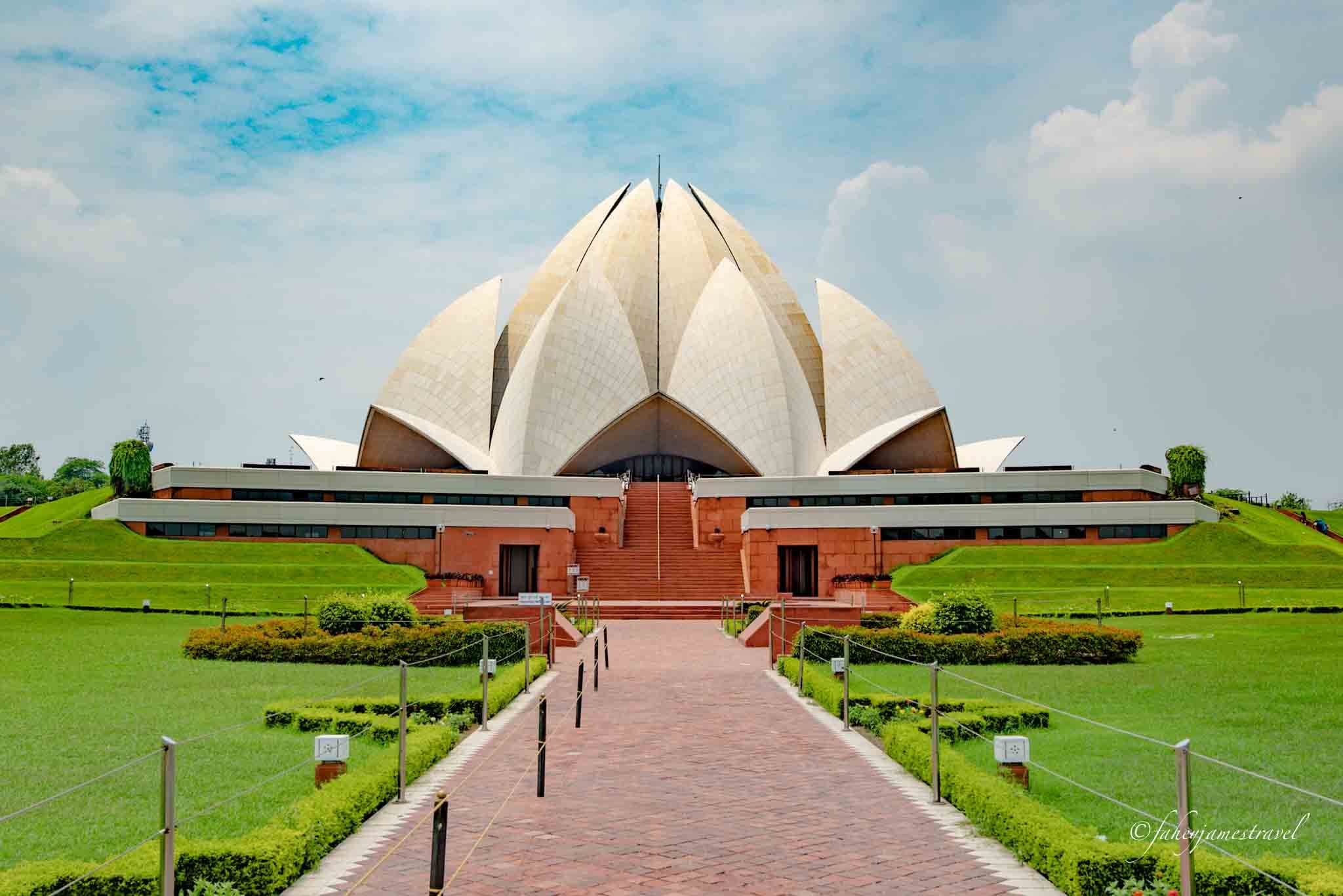 lotus temple directly in front from about 300 meters.