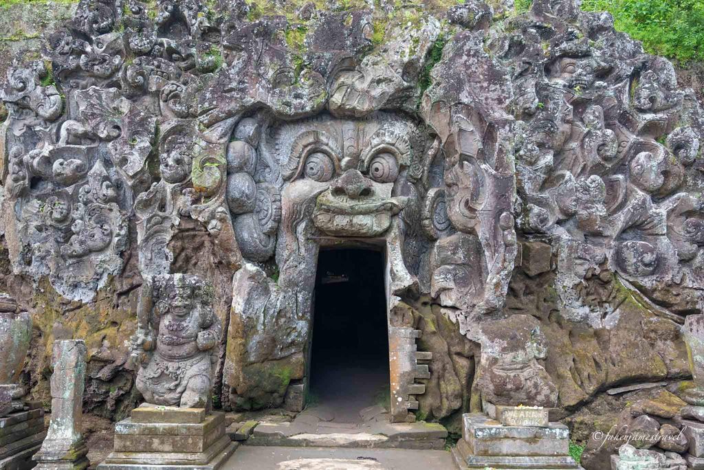 goa gajah is pictured with the cave entrance