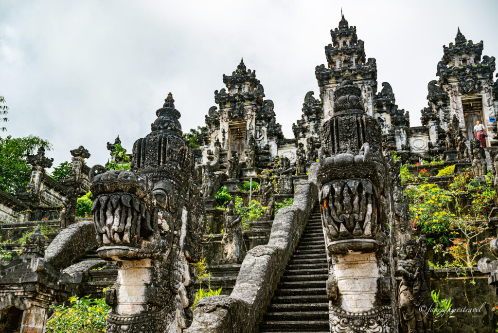 close up shot of the design of the naga at lempuyang temple 
