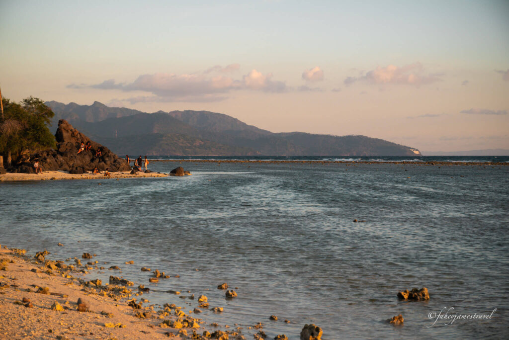 gili t sunset beach looking back toward lombok