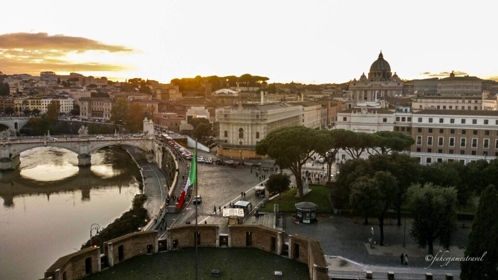 the view from castel sant angelo shows a great view with clouds in the sky 