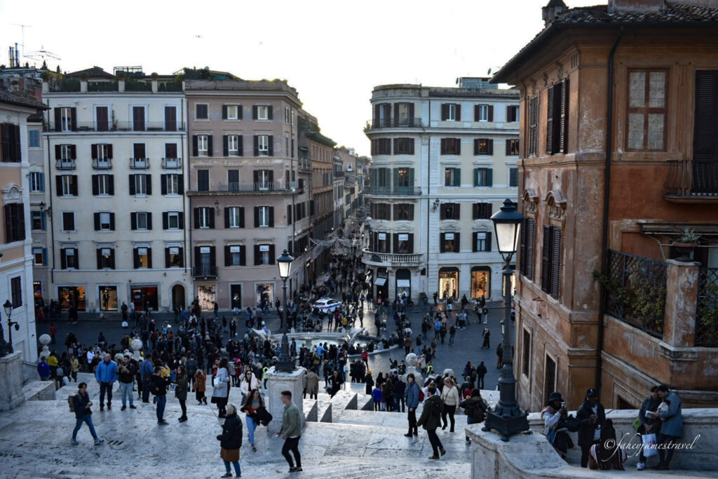 the view down from the spanish steps in rome 