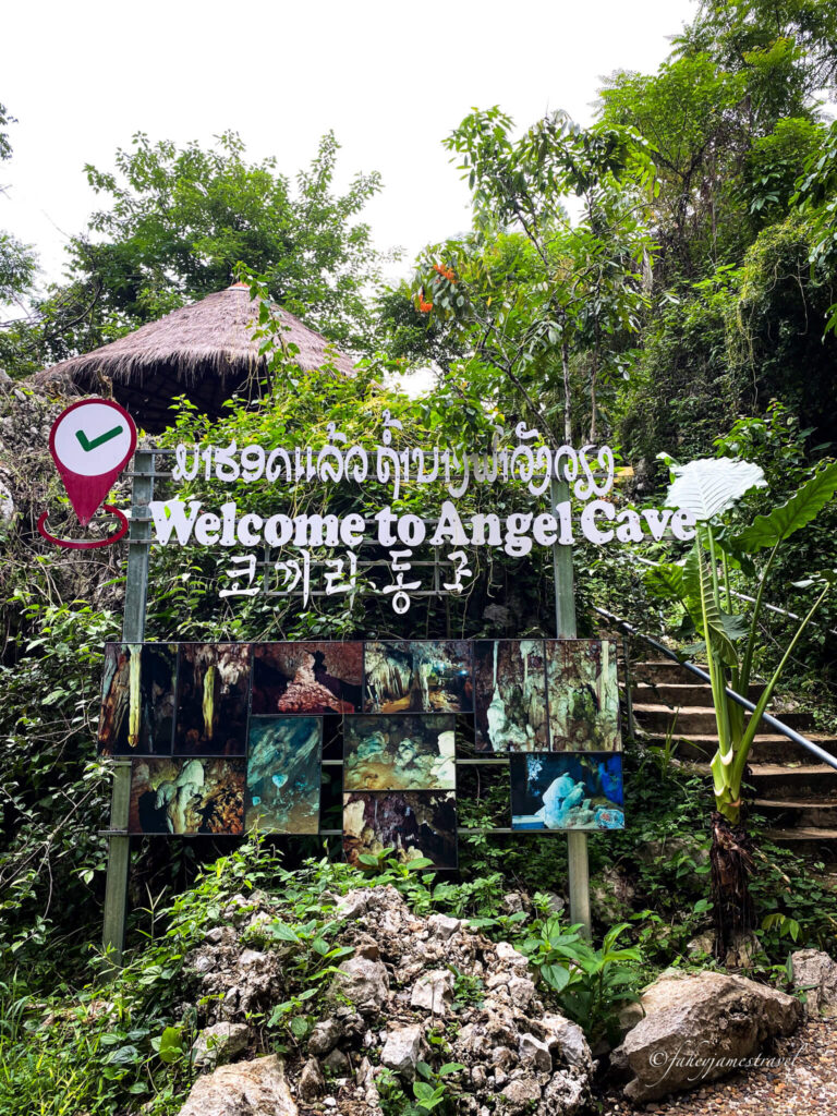the entrance sign post lists angle cave