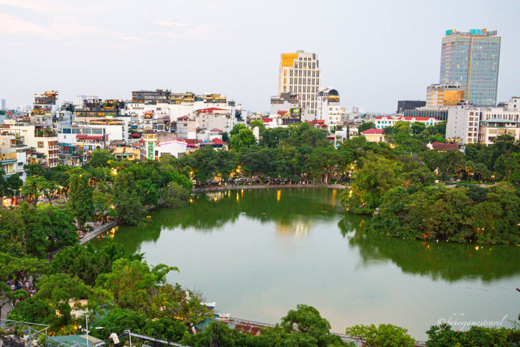 hoan kiem lake is visible from The Luxe Bar
