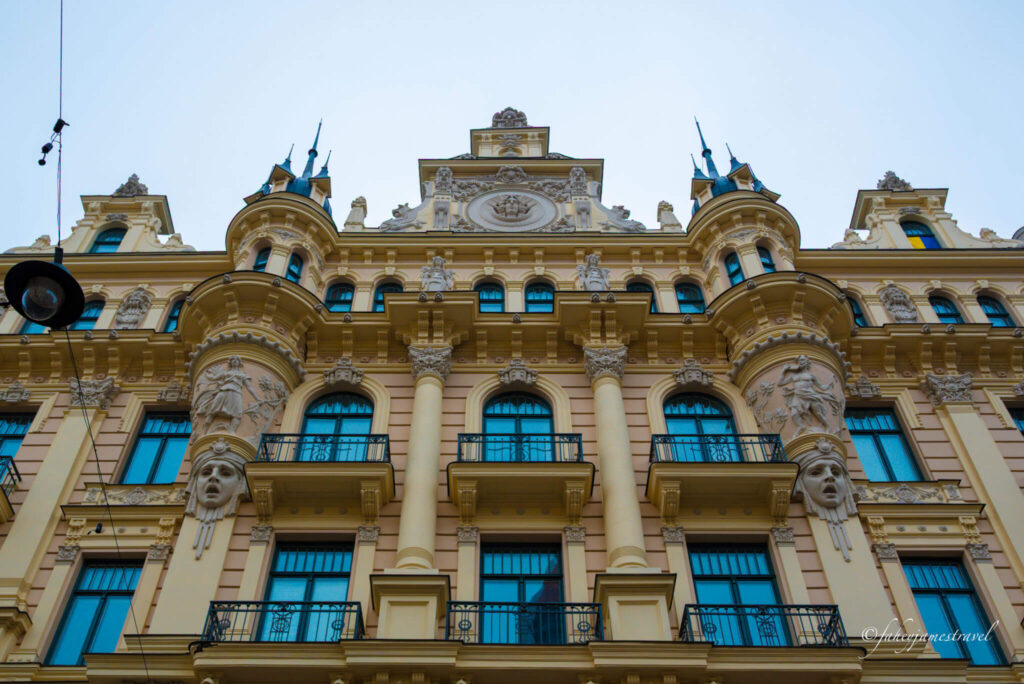 art Nouveau architecture is pictured in riga in winter 