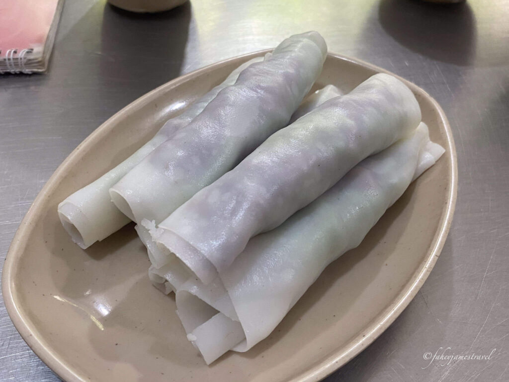 pho cuon is a tasty thing to eat in hanoi made from rice noodles