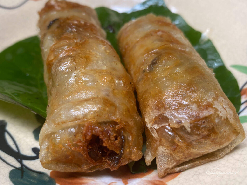 crispy spring rolls are pictured inside Bỗng - Ốc Ngon Hà Nội