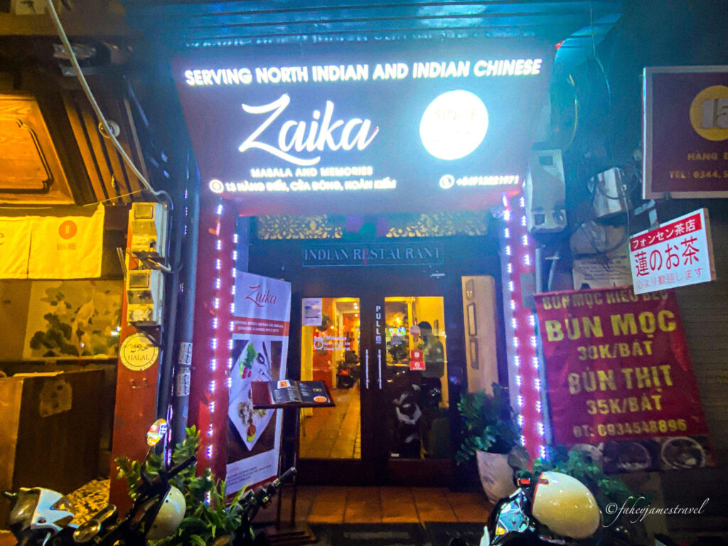 Zaika Indian Restaurant is shown from the street