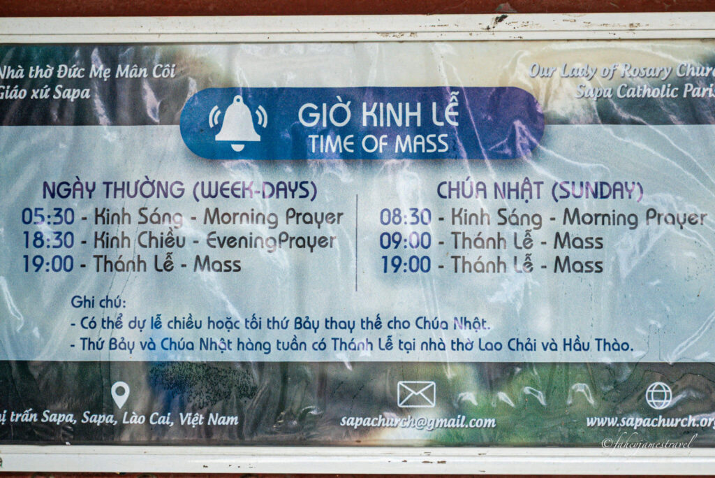 opening hours of the church are pictured 
