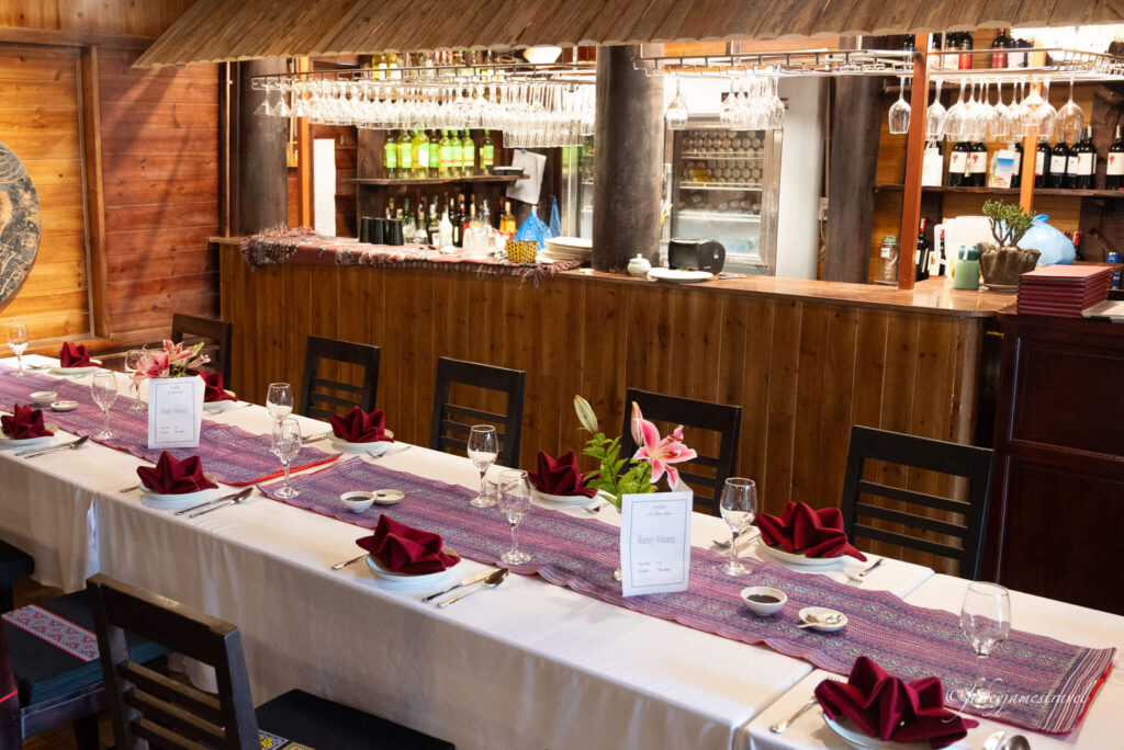 the restaurant La Cham Sapa Indigo Restaurant is pictured