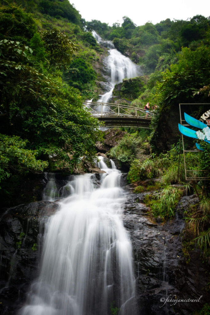 the full scale of silver waterfall is pictured