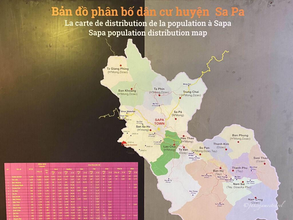 a map shows the ethnic break down of regions in sapa