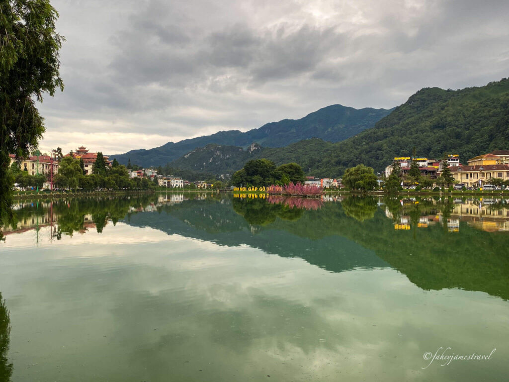 sapa lake is pictured from the side