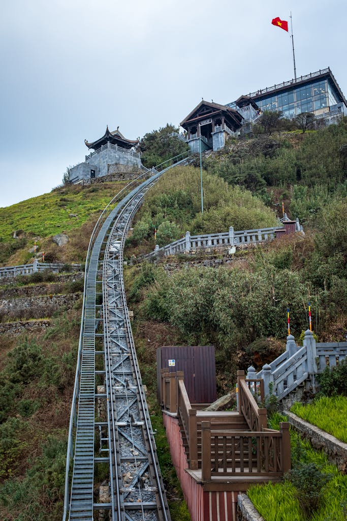 Discover the stunning railway leading up to Fansipan Mountain in Sa Pa, Vietnam.