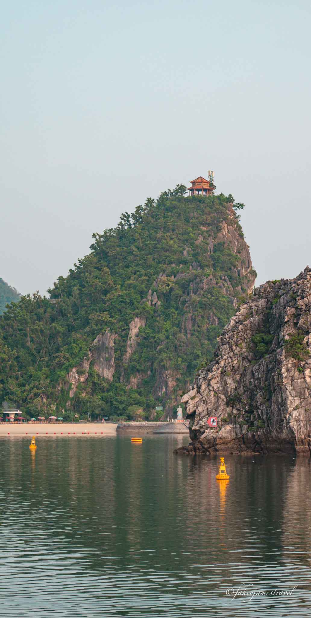 the beach is pictured and viewpoint on the ha long bay tour