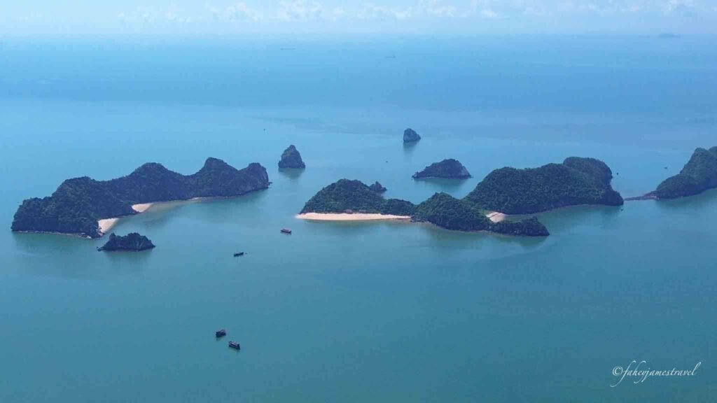 monkey island cat ba pictured from the drone shot in the aky