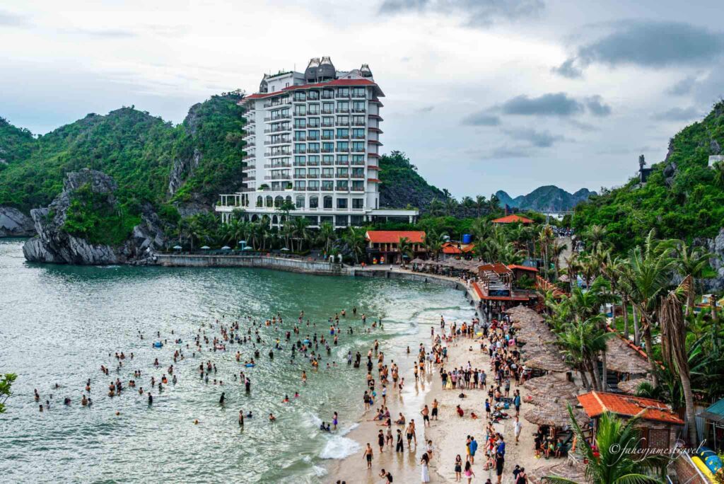 the southern beach is a great place to stay on cat ba