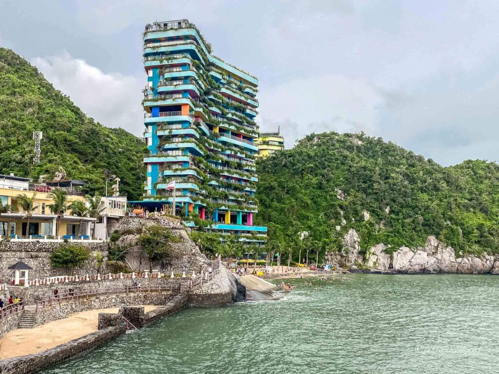 the beaches close to south cat ba island are pictured
