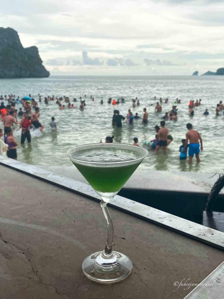 drink is pictured at the beach on cat ba island