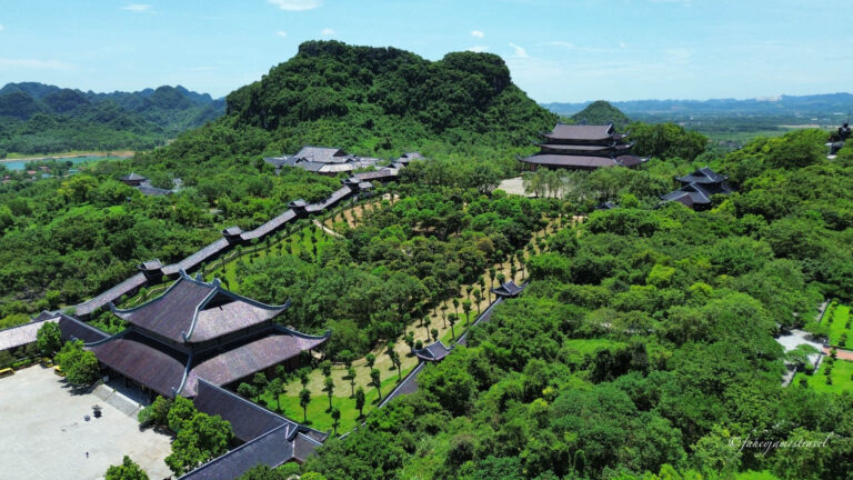 BAI DINH PAGODA IS PICTURED FROM THE SKY AT AN ANGLE