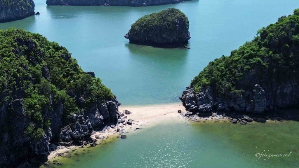 Bãi Trái Tim is pictured from the drone in the sky