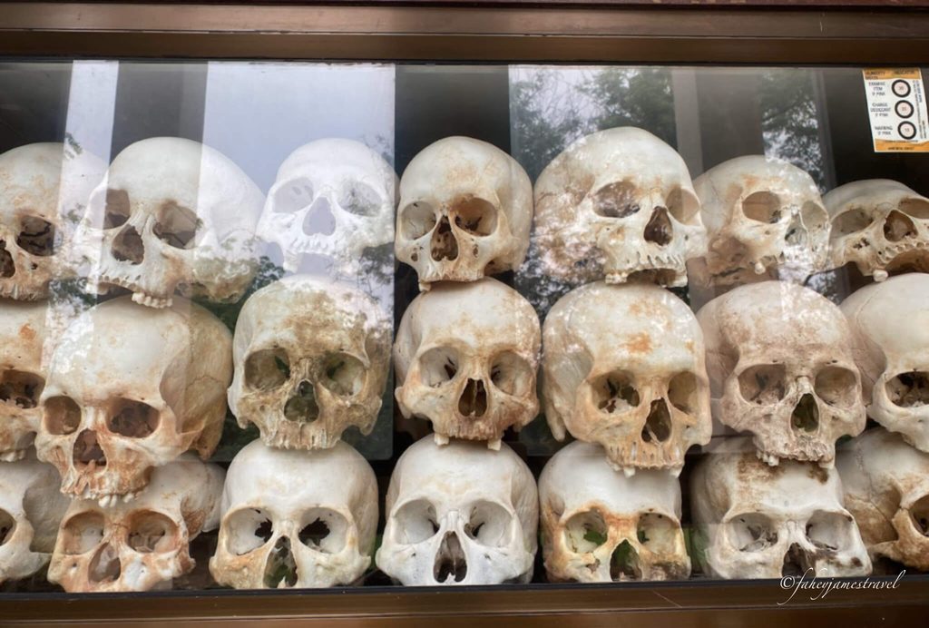 skulls are pictured in the killing fields, one of Cambodia best places to go